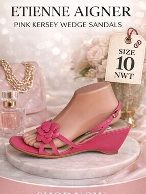 Etienne Aigner pink Kersey sandals 10 NWT‎